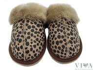 Дамски чехли от агнешка кожа - код 151 леопард 42 размер